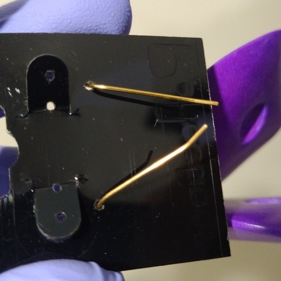 Rare Purple Donut Hoop Earrings – Bold Gold-Tone Drop Dangle Statement Jewelry - Picture 6 of 6